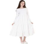 Gülücük Kids G01641-428 Kız Çocuk Kesme Keten Desenli Elbise - Gülücük - Beyaz - ST01641-BEYAZ-10 Yaş