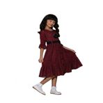 Gülücük Kids Kız Çocuk Çiçekli Şifon Elbise 854 - Bordo - 9 Yaş