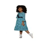 Gülücük Kids Kız Çocuk Çiçekli Şifon Elbise 854 - Mavi - 8 Yaş