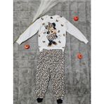 Gülücük Kız Çocuk Minnie Desenli Leopar Taytlı Takım - Açık Mavi - 3 - 4 Yaş
