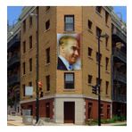 Gülümseyen Mustafa Kemal Atatürk Yan Portre Poster Cephe Bayrağı - 2x3 metre