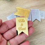 Gülüş Lazer Kesim 20 Adet Kurdele Modelli Pleksi Etiket 4X2 Cm Ebatlı Pleksi Süsleme Ürünü