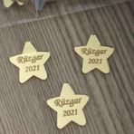 Gülüş Lazer Kesim 25 Adet Pleksi 3Cm Yıldız Etiket Pleksi Yıldız Yazılı 3Cm Ebat