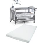 Gulz Atlas Plus Anne Yanı Sallanır Cibinlikli Dönenceli Oyun Parkı Park Yatak 70X110 cm + Yataklı - Dark Grey