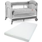 Gulz Omega Anne Yanı Sallanır Cibinlikli Oyun Parkı Park Yatak Bebek Beşik 70X110 cm + Yataklı - Koyu Gri