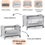 Gulz Omega Anne Yanı Sallanır Cibinlikli Park Yatak Oyun Parkı Bebek Beşik 70X110 Cm