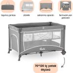 Gulz Raftel Oyun Parkı Park Yatak Bebek Beşik 70X120 cm - Açık Gri