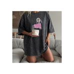 GUMMORE COLLECTİON Sosis Köpek Desenli, Baskılı T-shirt, %100 Pamuk Yıkamalı Tasarım Oversize Kadın Tişört