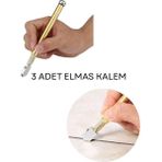 Gümrük Bey 3 Adet Elmas Kalem Cam Kesici, Metal Saplı - 160mm - Altın