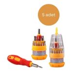 Gümrük Bey Mini Tornavida 31'li Set, 5 Adet Çok Amaçlı Pratik Tornavida Seti - Sarı