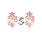 Gümüş 5 Yaş Rose Gold Konfetili Şeffaf Balon Seti