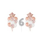 Gümüş 6 Yaş Rose Gold Konfetili Şeffaf Balon Seti