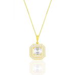 Gümüş Altın Yaldızlı Özel Tasarım Baget Kesim Zirkon Taşlı Kolye Sgtl11589gold