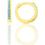 Gümüş Altın Yaldızlı Turkuaz Taşlı 11 mm Halka Küpe Tragus Piercing Helix Kıkırdak Küpesi