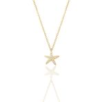 Gümüş altın yaldızlı zirkon taşlı deniz yıldızı kolye SGTL11442GOLD