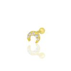 Gümüş altın yaldızlı zirkon taşlı hilal modeli Tragus helix Piercing küpe