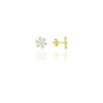 Gümüş Altın Yaldızlı Zirkon Taşlı Kristal Çiçek Küpe Sgtl12662gold