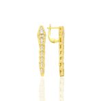 Gümüş altın yaldızlı zirkon taşlı özel tasarım hareketli yılan küpe SGTL12537GOLD