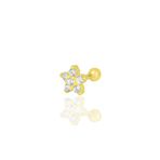 Gümüş altın yaldızlı zirkon taşlı papatya modeli Tragus helix Piercing küpe