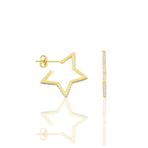 Gümüş Altın Yaldızlı Zirkon Taşlı Star Küpe