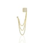 Gümüş altın yaldızlı zirkon taşlı zincirli kıkırdak küpe SGTL11955GOLD