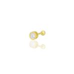 Gumus Altin Yaldizli Zirkon Tek Tas Tragus Helix Piercing Kupe Sgtl12421gold