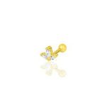 Gümüş altın yaldızlı zirkon üç taşlı Tragus helix Piercing küpe