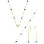 Gümüş altın yaldızlı,cam göz nazar kolye küpe ve bileklik gümüş set [barcode]