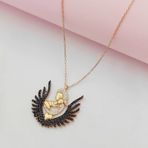 Gümüş Anne Bebek Model Siyah Taşlı Kolye 925 Ayar