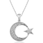 Gümüş Ay Yıldız Bayan Kolye SL3543