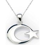 Gümüş Ay Yıldız Bayrak Kolye SL1571