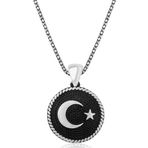 Gümüş Ay Yıldız Erkek Kolye SL3301