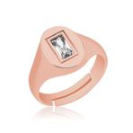 Gümüş Ayarlanabilir Rose Baget Taşlı Şovalye Yüzük SL3748