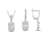 Gümüş Baget Taşlı İkili Set