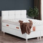 Gümüş Baza Başlık Vereal Pedli Yatak Seti, Beyaz, 90X200