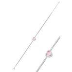 Gümüş Beyaz Altın Rodyumlu Pembe Zirkon Taşlı Pırlanta Montürlü Love Kalp Su Yolu Bileklik Sgtl12615pembe