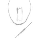 Gümüş Beyaz Altın Rodyumlu Pırlanta Modeli Zirkon Taşlı Su Yolu Gümüş Takım