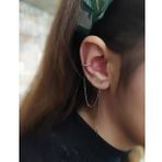 Gümüş burgu kıkırdak model zincirli küpe dy9e386 (Rose)