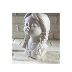 GÜMÜŞ COLLECTİONS El Yapımı Dekoratif Örgülü Kız Beton Saksı Ham Obje 21*15 Cm