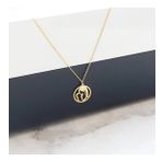 Gümüş daire anne bebek kolye (Gold)