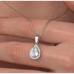 Gümüş Damla Beyaz Zirkon Taşlı Kadın Kolye SL12654