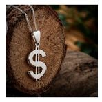 Gümüş Dolar Kolye 925 Ayar Gümüş Amerikan Doları Figürlü Taşsız Erkek Kolye $ Kolye