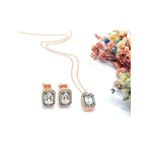 Gümüş Elmas Montür Set Kadın Gümüş Kolye Küpe Set