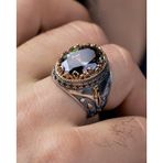 Gümüş Erkek Yüzük Mistik Topaz Taşlı (485244926)