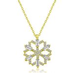 Gümüş Gold Baget Taşlı Kar Tanesi Kolye SL2340