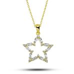 Gümüş Gold Baget Taşlı Yıldız Kadın Kolye SL5692