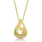 Gümüş Gold Bebek Elleri Bayan Kolye SL2864