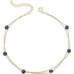 Gümüş Gold Çift Zincirli Nazar Halhal SL5442