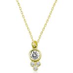 Gümüş Gold Çiğ Damlası Yuvarlak Tektaş Bayan Kolye SL4296