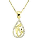 Gümüş Gold Damla Anne Çocuk Kolyesi SL4919